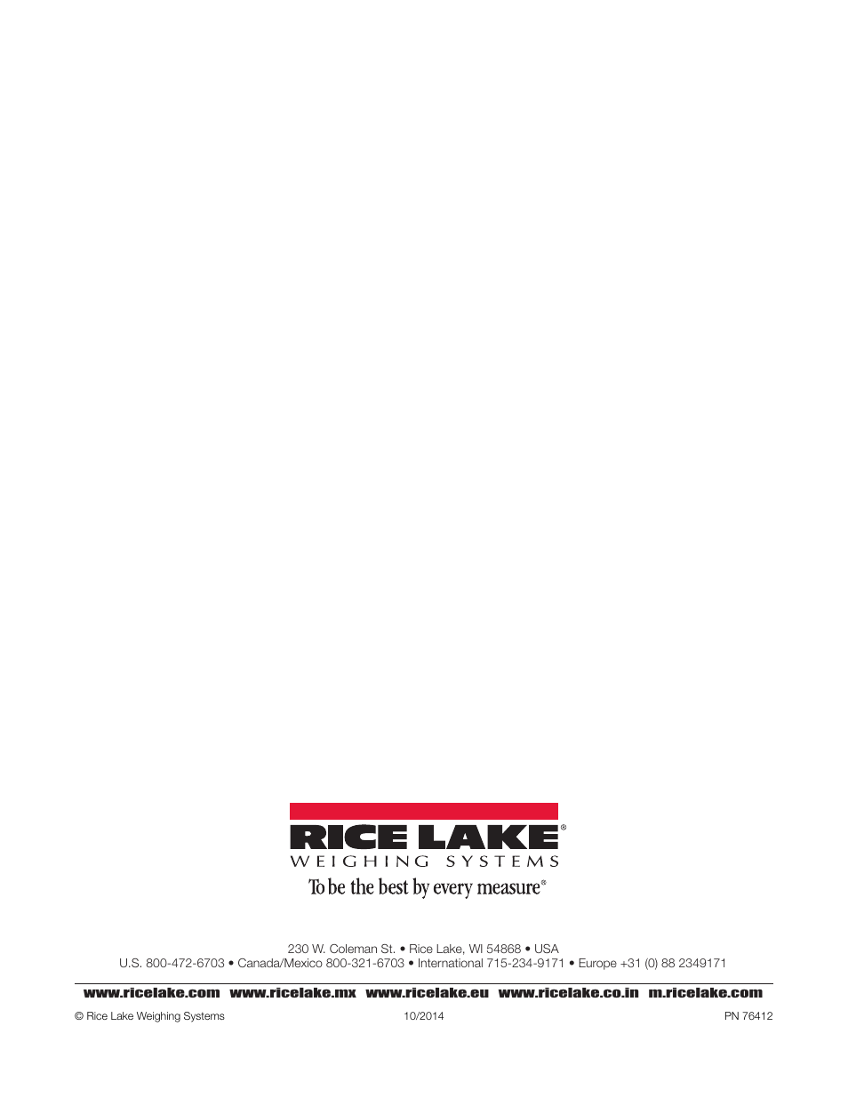 Rice Lake Intrinsically Safe User Manual | Page 76 / 76