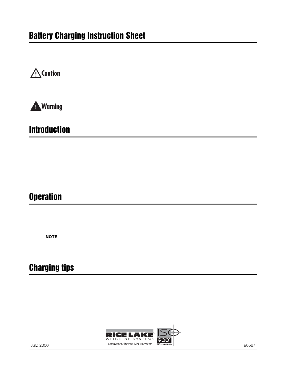 Rice Lake 320IS Intrinsically-Safe Digital Weight Indicator - Battery Charging Instruction Sheet User Manual | 2 pages