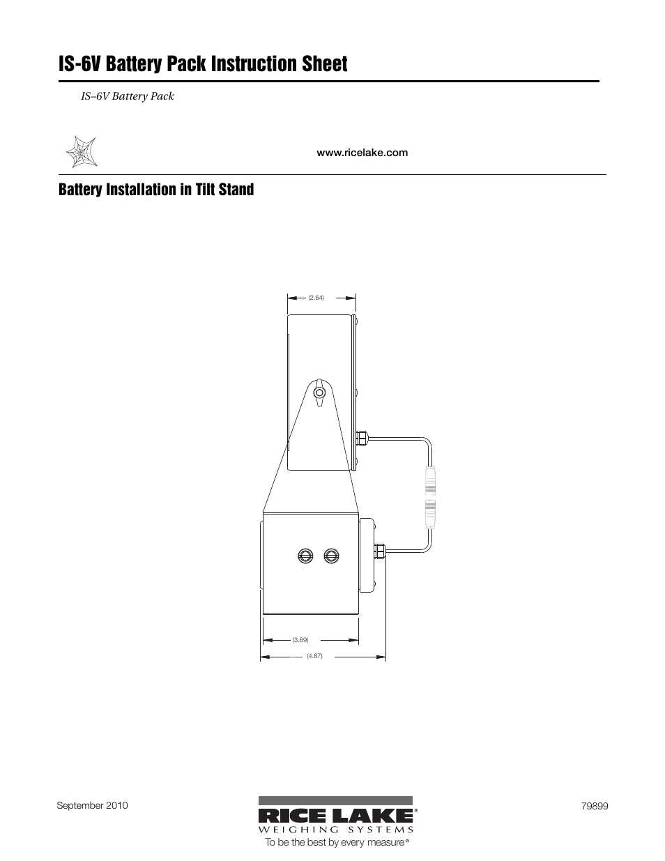 Rice Lake 320IS Intrinsically-Safe Digital Weight Indicator - IS-6V Battery Pack Instruction Sheet User Manual | 6 pages