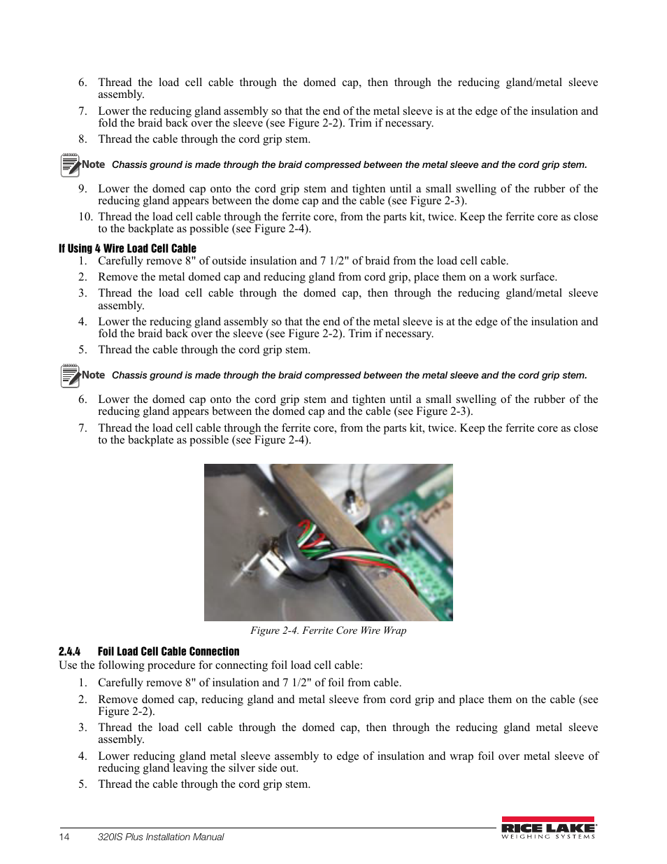4 foil load cell cable connection, Foil load cell cable connection, Figure 2-4 | Rice Lake 320IS Plus Intrinsically Safe Digital Weight Indicator - Installation Manual User Manual | Page 20 / 90