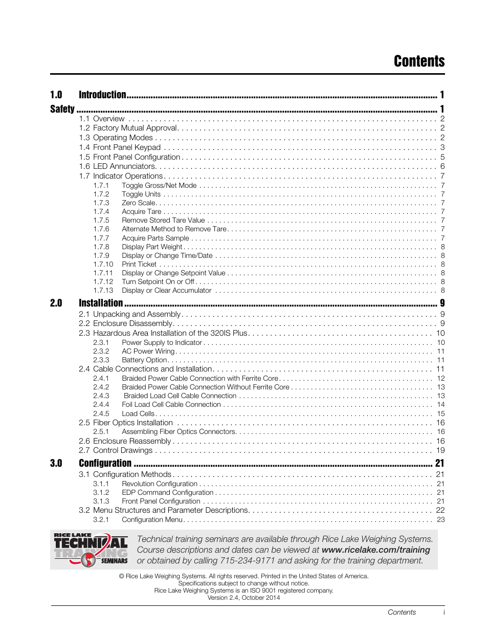 Rice Lake 320IS Plus Intrinsically Safe Digital Weight Indicator - Installation Manual User Manual | Page 3 / 90