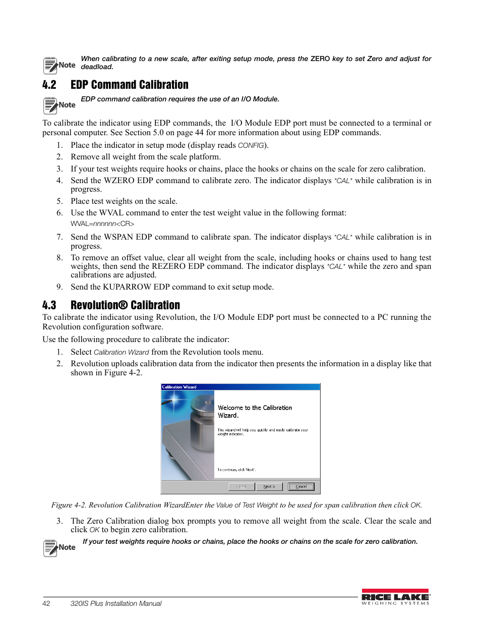 2 edp command calibration, 3 revolution® calibration | Rice Lake 320IS Plus Intrinsically Safe Digital Weight Indicator - Installation Manual User Manual | Page 48 / 90