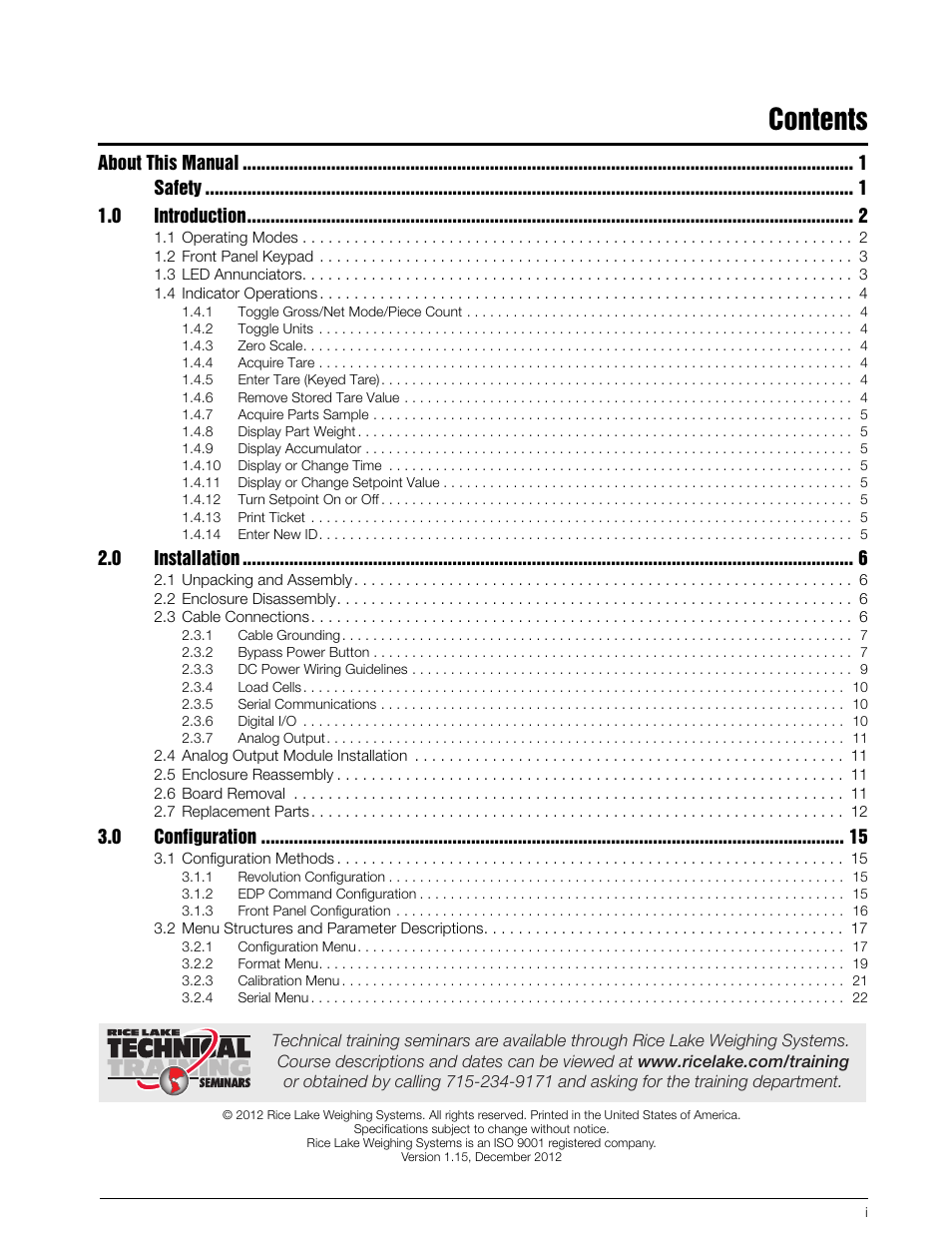 Rice Lake 420 Plus HMI Digital Weight Indicator Installation Manual User Manual | Page 3 / 60