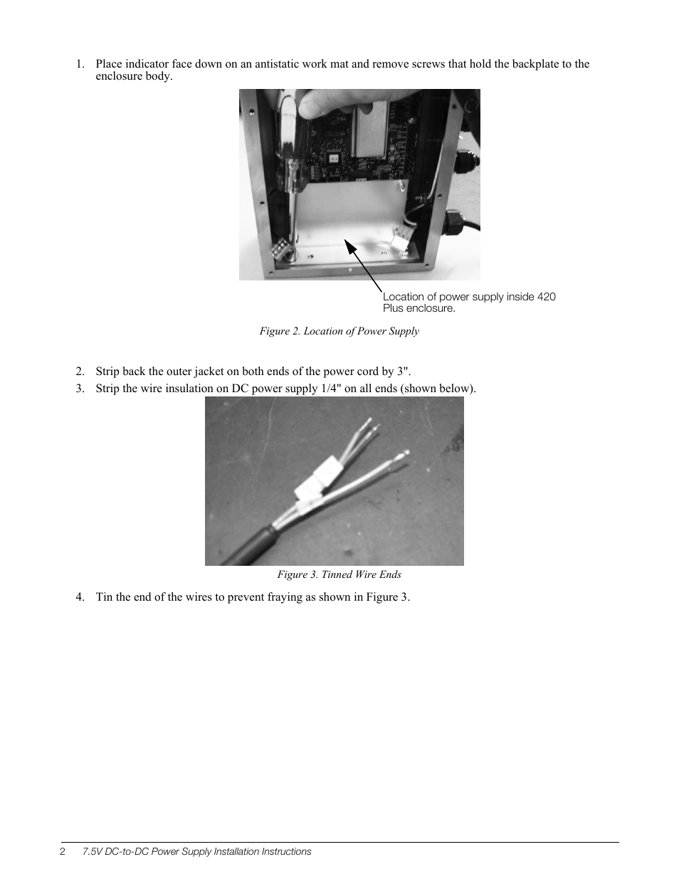 Rice Lake 420 Plus Digital Weight Indicator - 7.5V DC-to-DC Power Supply Installation User Manual | Page 2 / 4