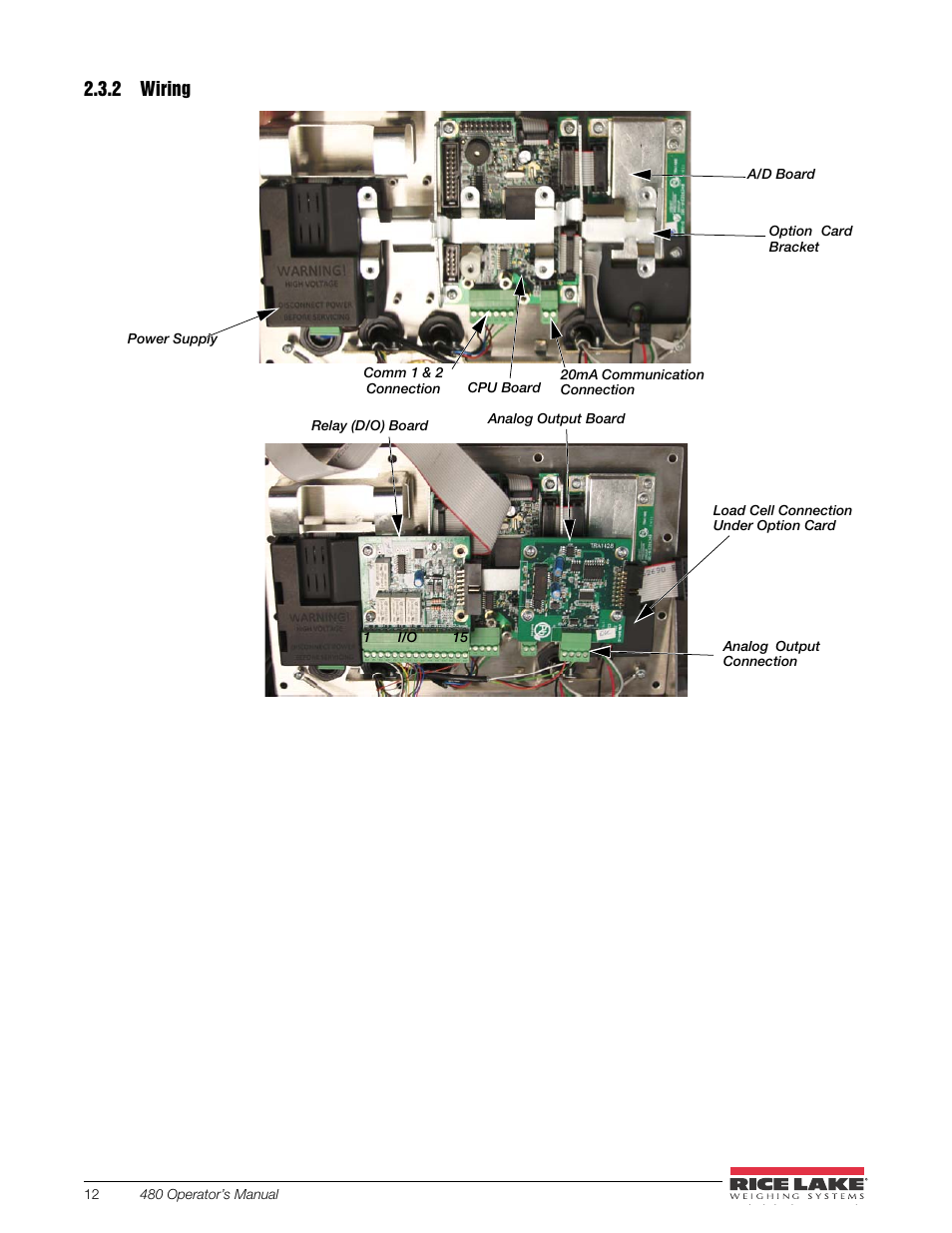 2 wiring, Wiring | Rice Lake 480 Legend Series Digital Weight Indicator Installation Manual User Manual | Page 16 / 68