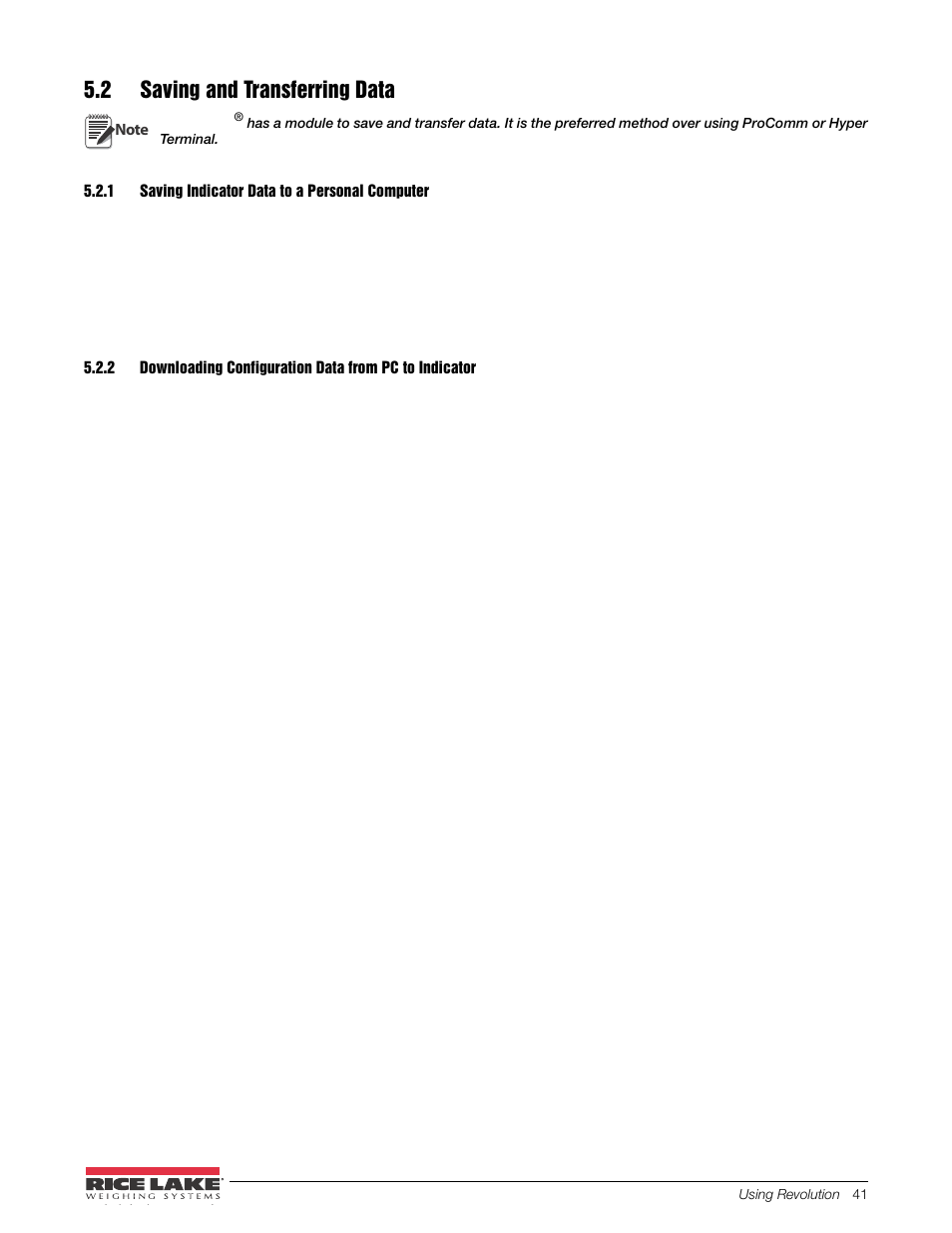 2 saving and transferring data, 1 saving indicator data to a personal computer, Saving indicator data to a personal computer | Rice Lake 480 Legend Series Digital Weight Indicator Installation Manual User Manual | Page 45 / 68