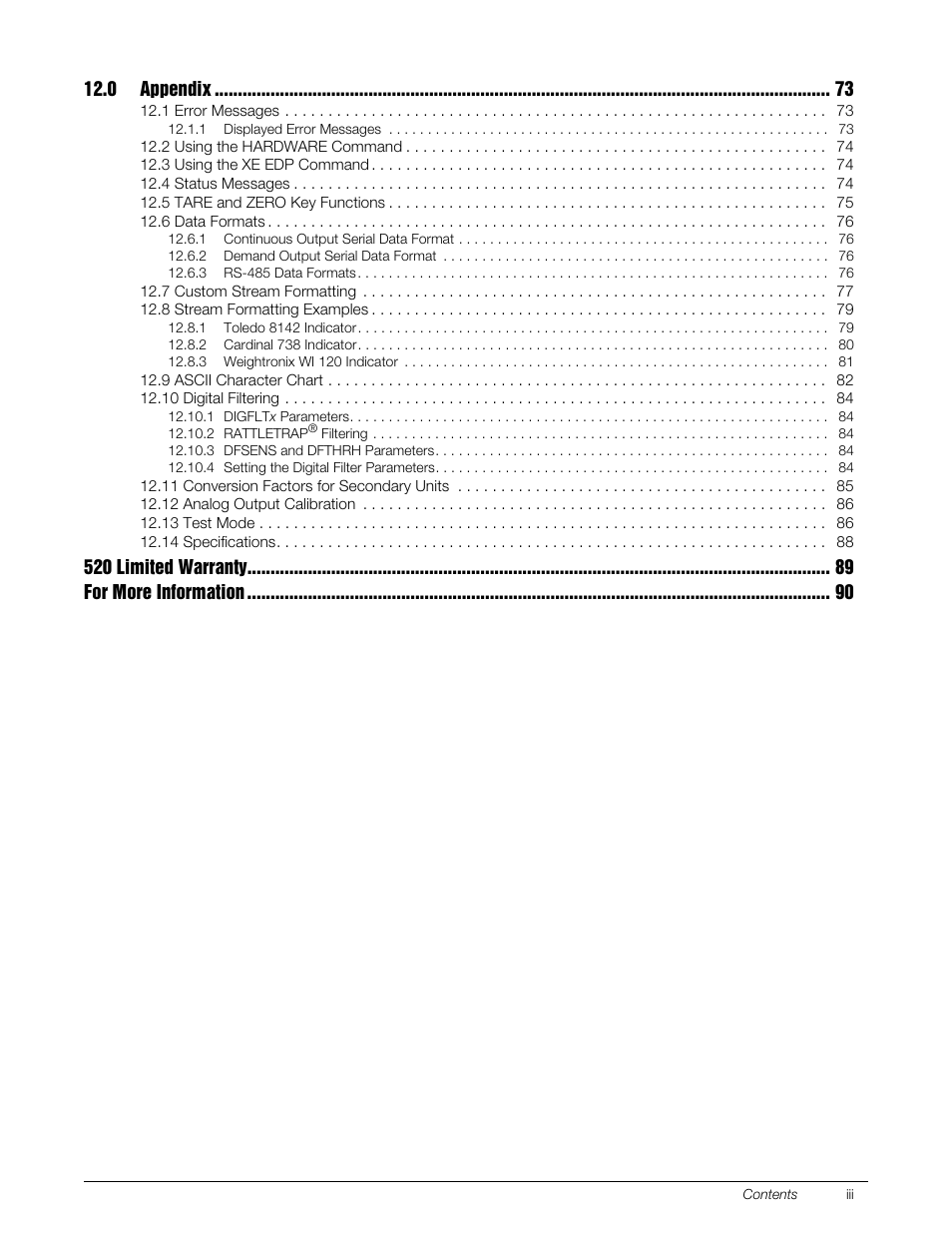 0 appendix, 520 limited warranty for more information | Rice Lake 520 HMI Digital Weight Indicator Installation Manual User Manual | Page 5 / 98