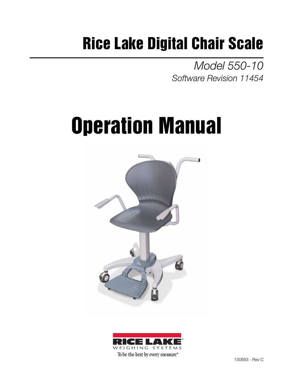 Rice Lake RL550-10 Digital Chair Scale Operating Instructions User Manual | 26 pages