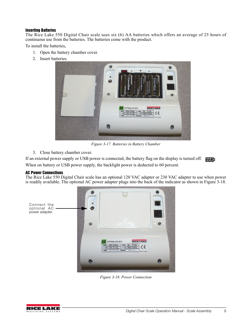 Rice Lake RL550-10 Digital Chair Scale Operating Instructions User Manual | Page 13 / 26