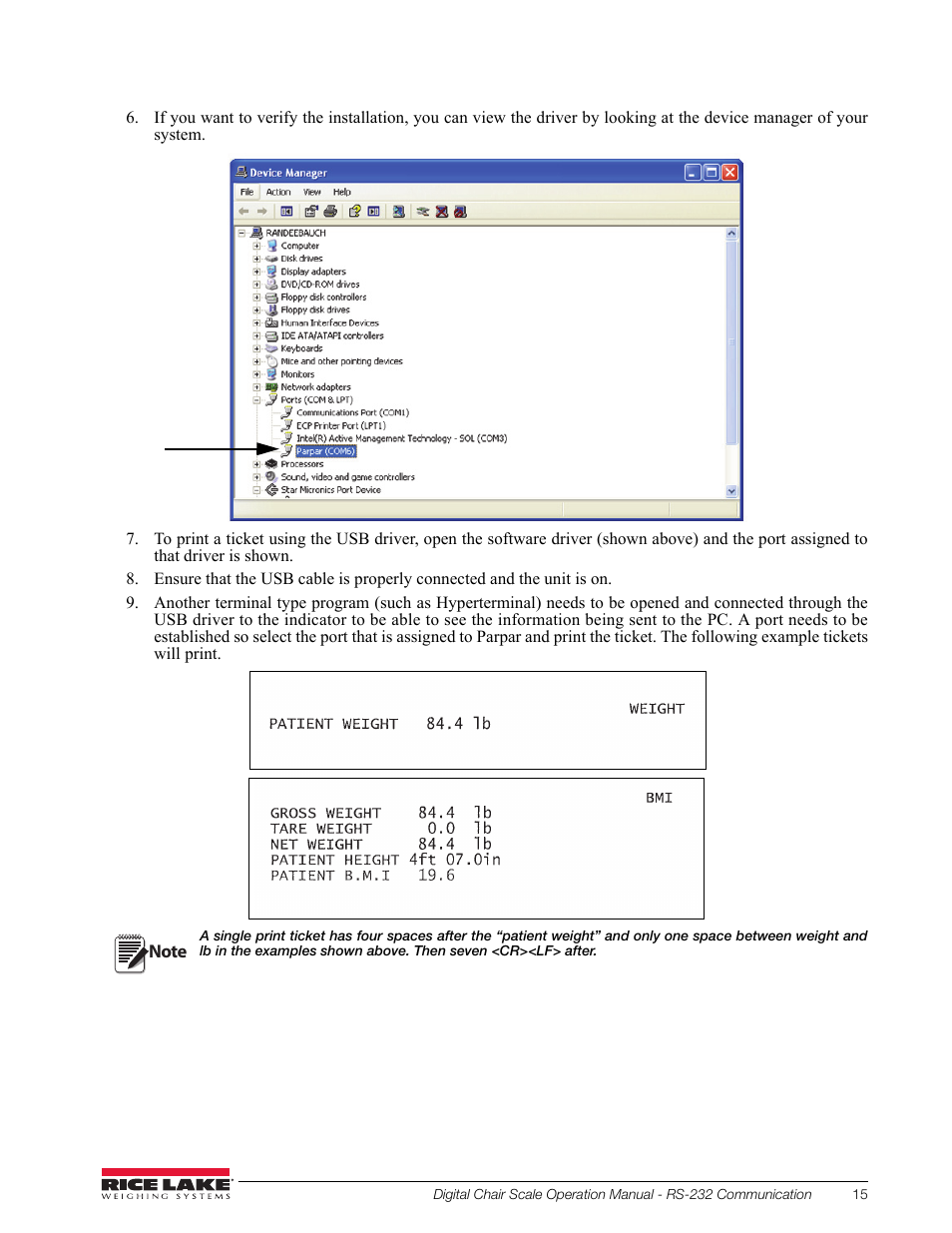 Rice Lake RL550-10 Digital Chair Scale Operating Instructions User Manual | Page 19 / 26