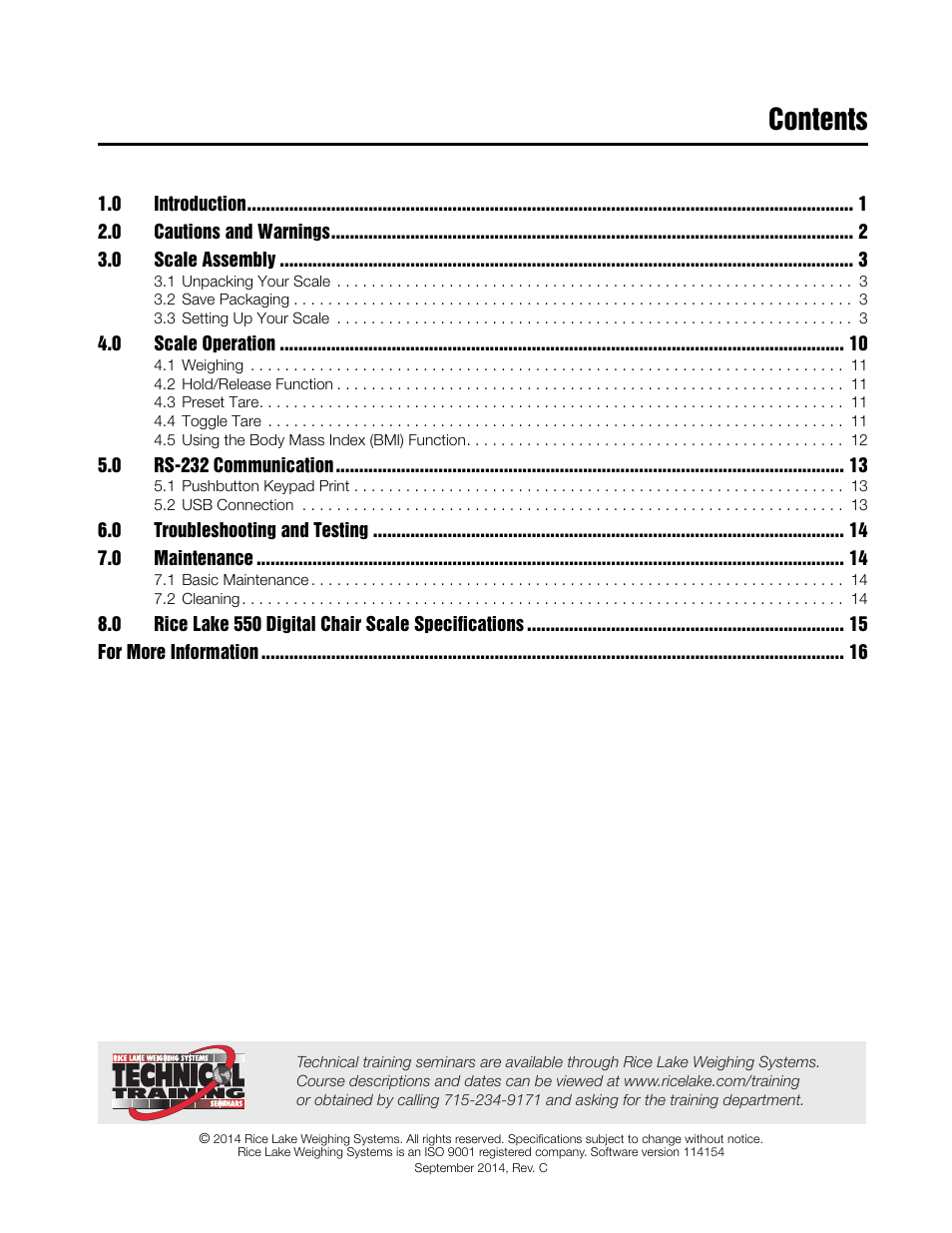 Rice Lake RL550-10 Digital Chair Scale Operating Instructions User Manual | Page 3 / 26
