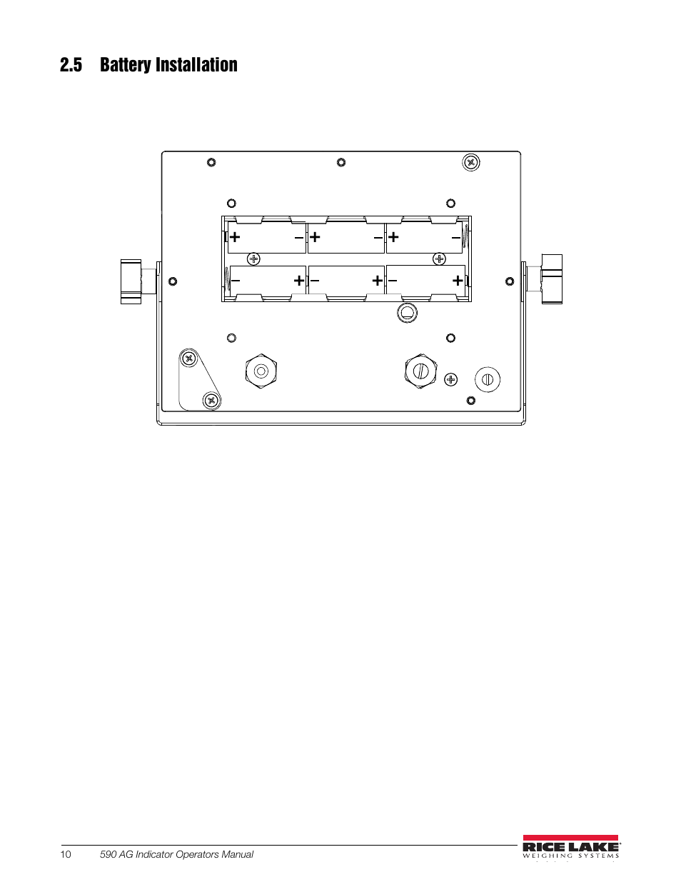 5 battery installation | Rice Lake SURVIVOR LV Series Livestock Ring Scale User Manual | Page 14 / 56