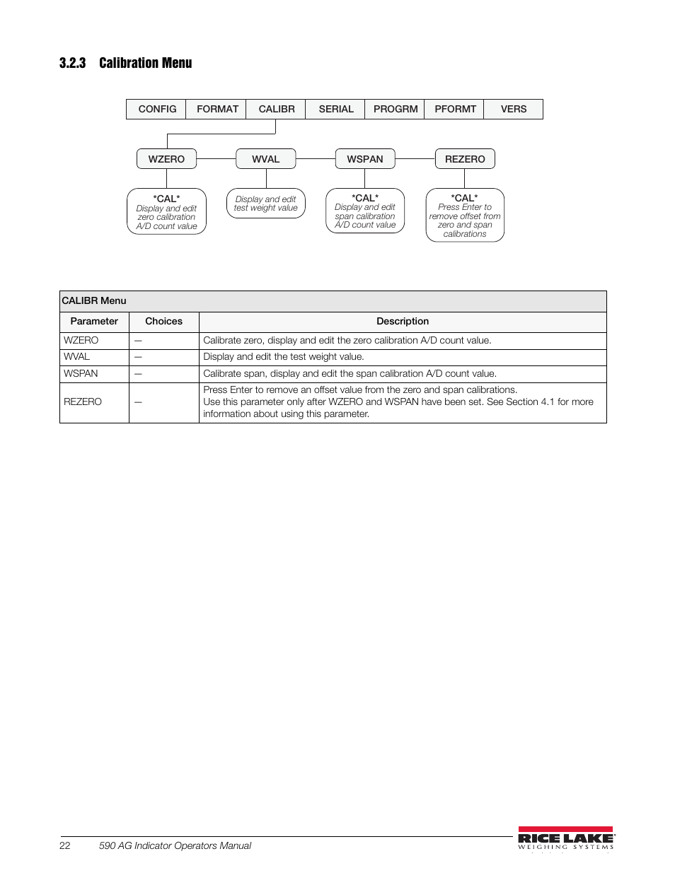 3 calibration menu, Calibration menu | Rice Lake SURVIVOR LV Series Livestock Ring Scale User Manual | Page 26 / 56