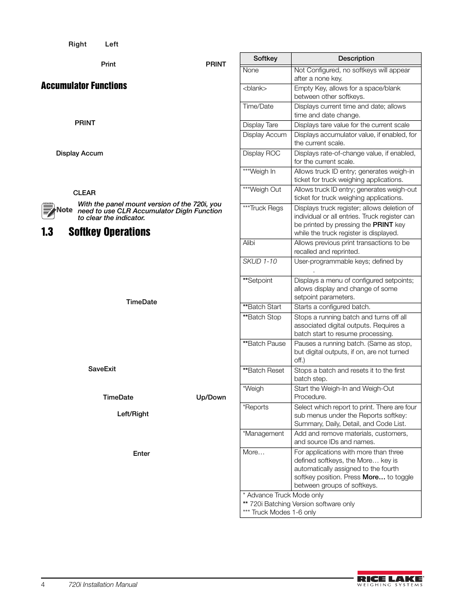 3 softkey operations | Rice Lake 720i Programmable Indicator/Controller - Installation Manual User Manual | Page 10 / 122