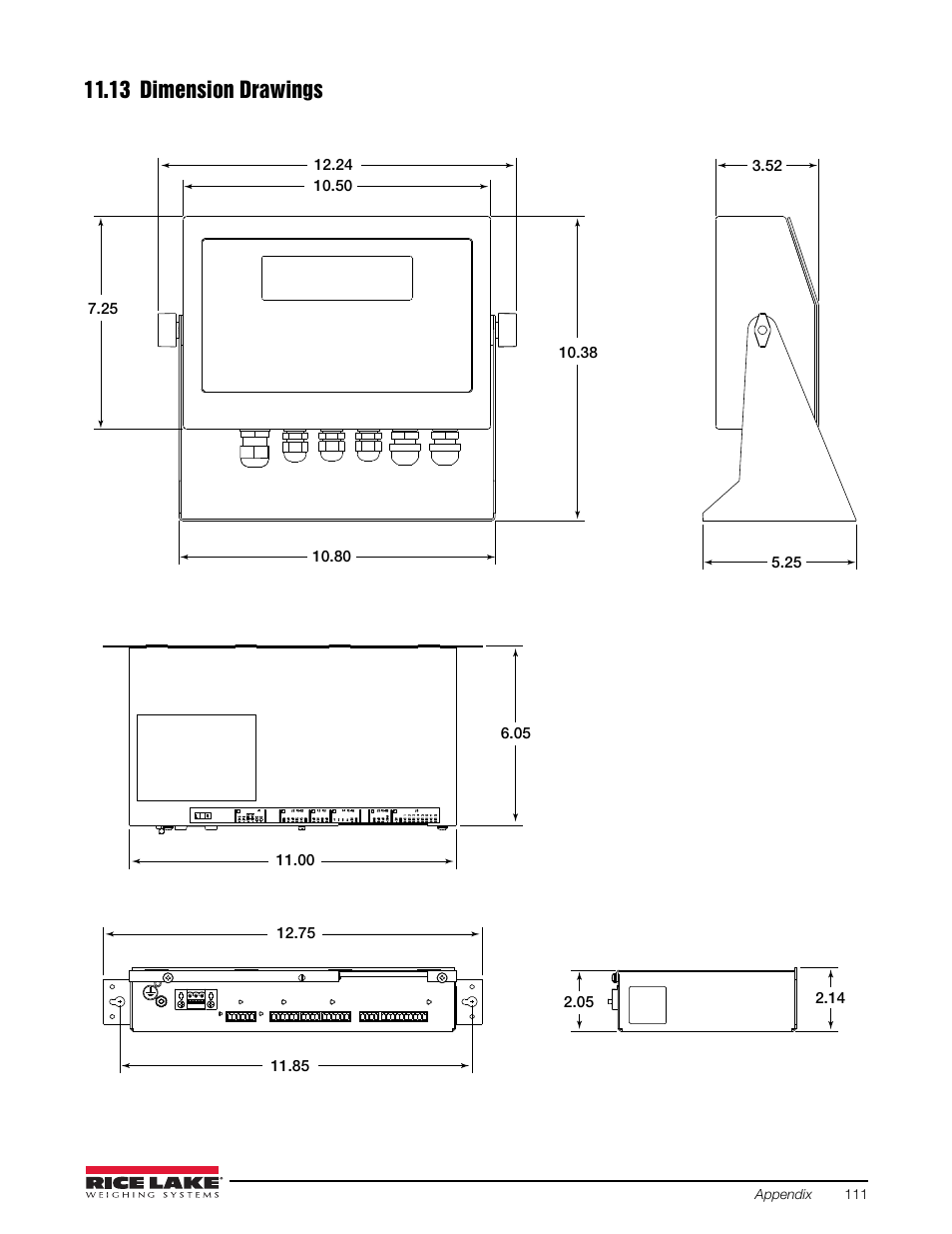 13 dimension drawings | Rice Lake 720i Programmable Indicator/Controller - Installation Manual User Manual | Page 117 / 122