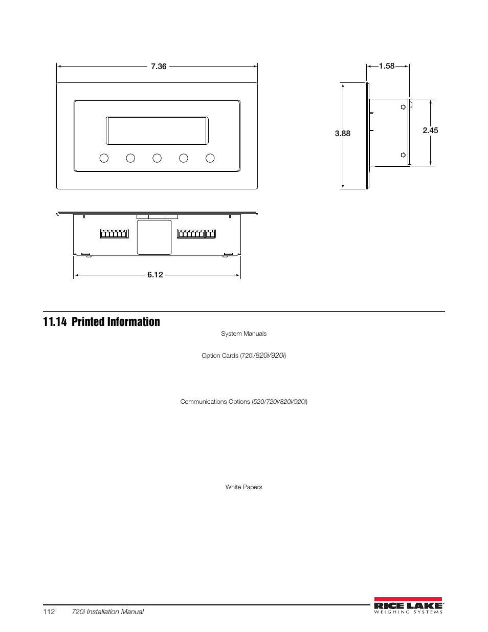 14 printed information | Rice Lake 720i Programmable Indicator/Controller - Installation Manual User Manual | Page 118 / 122