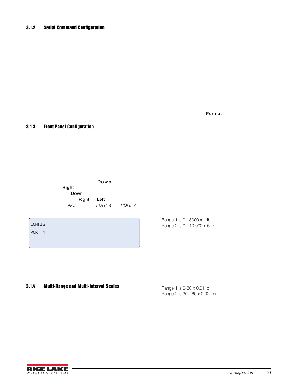 2 serial command configuration, 3 front panel configuration, 4 multi-range and multi-interval scales | Serial command configuration, Front panel configuration, Multi-range and multi-interval scales | Rice Lake 720i Programmable Indicator/Controller - Installation Manual User Manual | Page 25 / 122