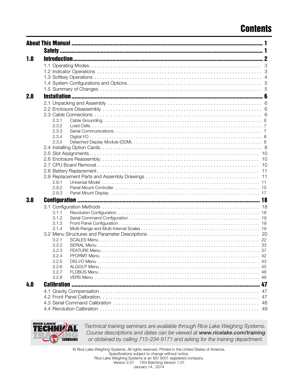 Rice Lake 720i Programmable Indicator/Controller - Installation Manual User Manual | Page 3 / 122