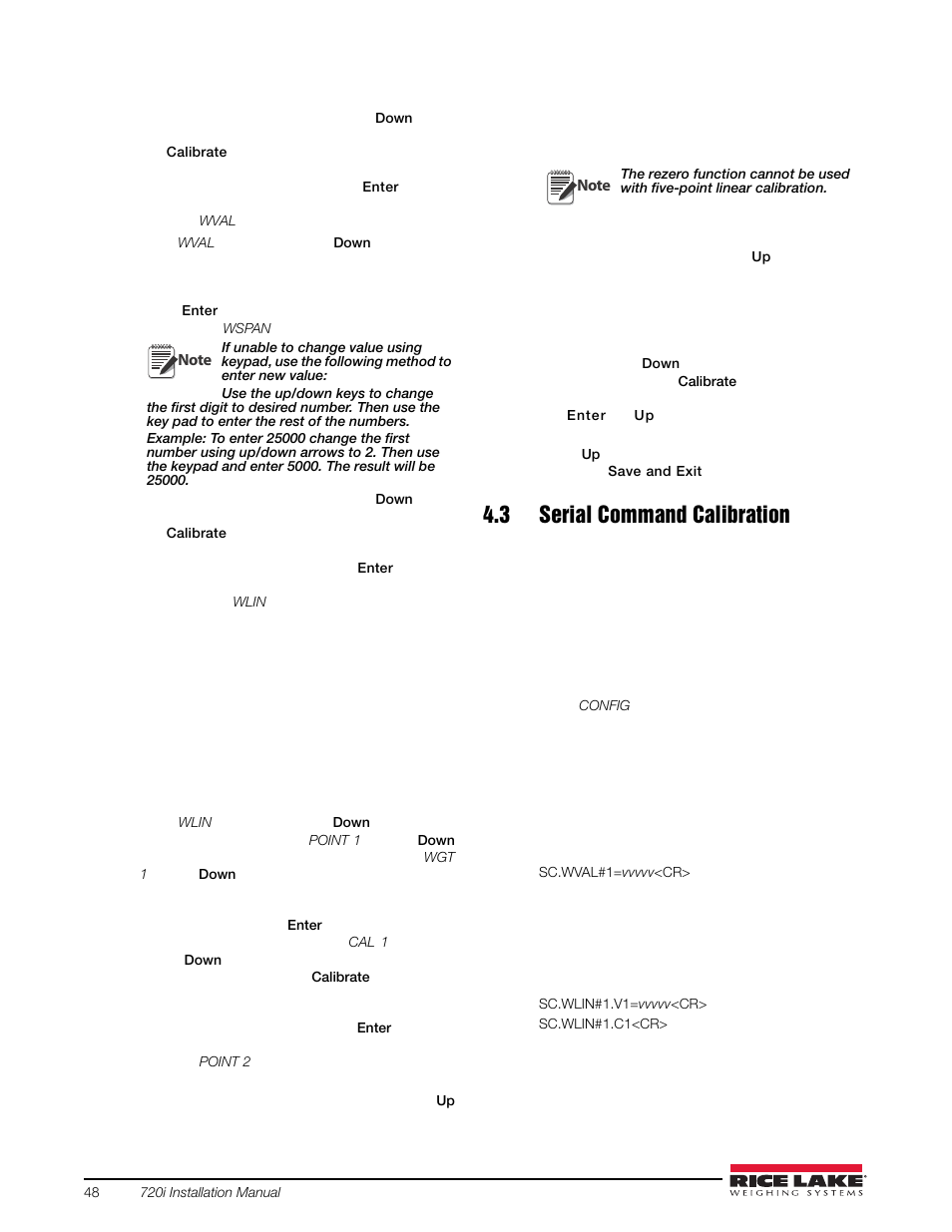 3 serial command calibration | Rice Lake 720i Programmable Indicator/Controller - Installation Manual User Manual | Page 54 / 122