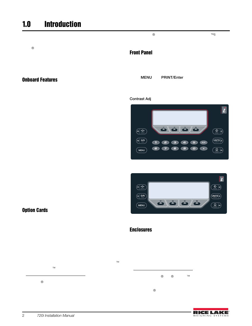 0 introduction, Introduction | Rice Lake 720i Programmable Indicator/Controller - Installation Manual User Manual | Page 8 / 122