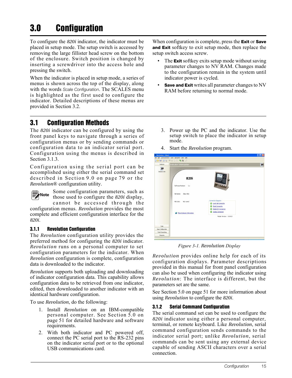 0 configuration, 1 configuration methods, 1 revolution configuration | 2 serial command configuration, Configuration, Configuration methods, Revolution configuration, Serial command configuration | Rice Lake 820i Programmable Indicator/Controller - Installation Manual User Manual | Page 19 / 112