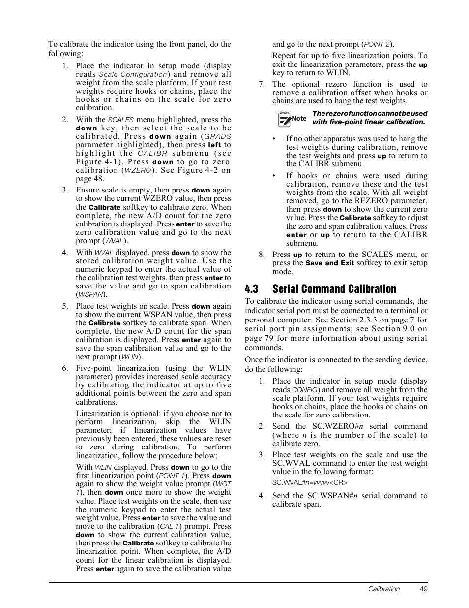 3 serial command calibration, Serial command calibration | Rice Lake 820i Programmable Indicator/Controller - Installation Manual User Manual | Page 53 / 112