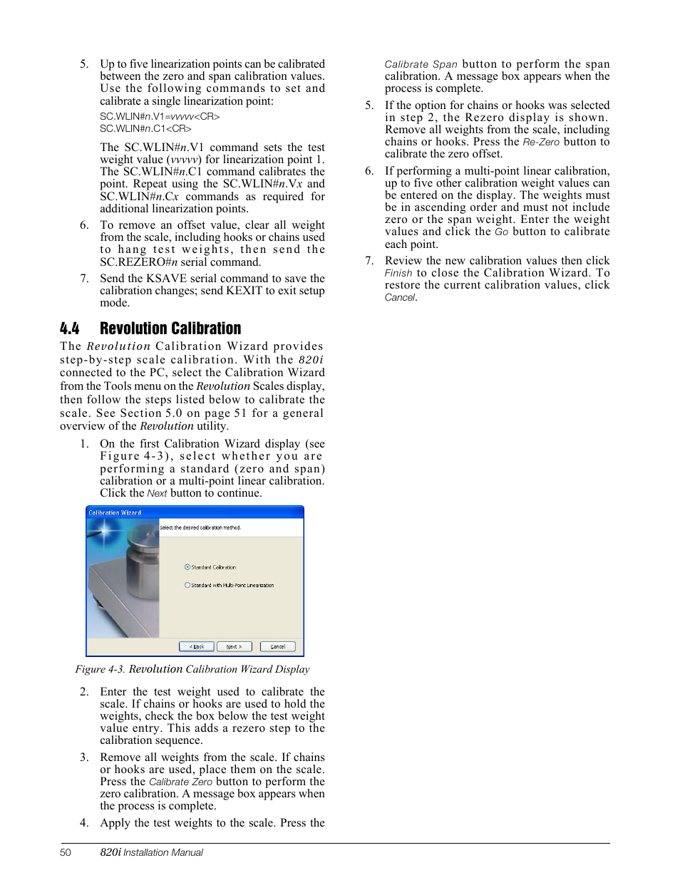 4 revolution calibration, Revolution calibration | Rice Lake 820i Programmable Indicator/Controller - Installation Manual User Manual | Page 54 / 112