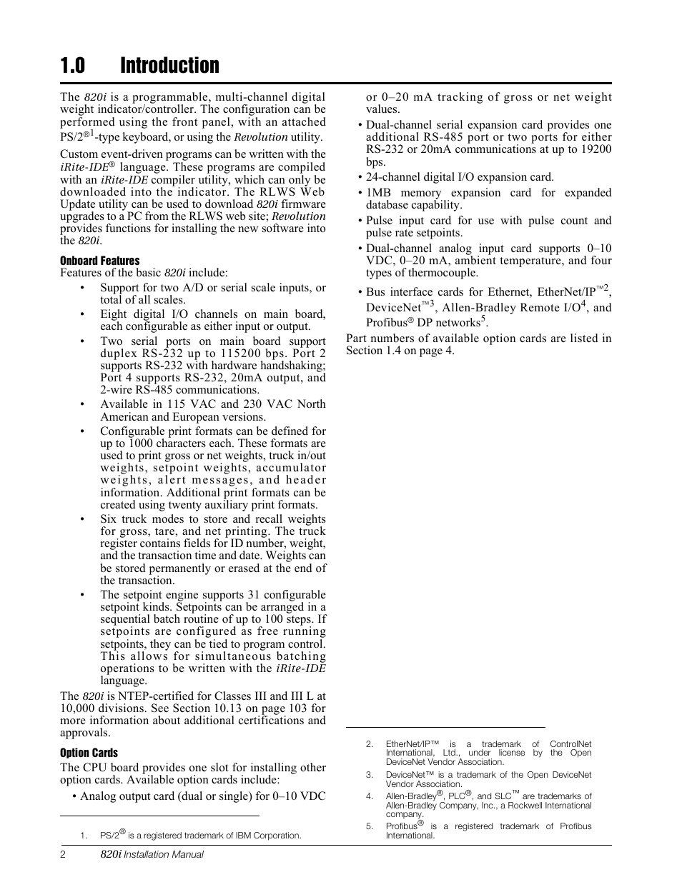0 introduction, Introduction | Rice Lake 820i Programmable Indicator/Controller - Installation Manual User Manual | Page 6 / 112
