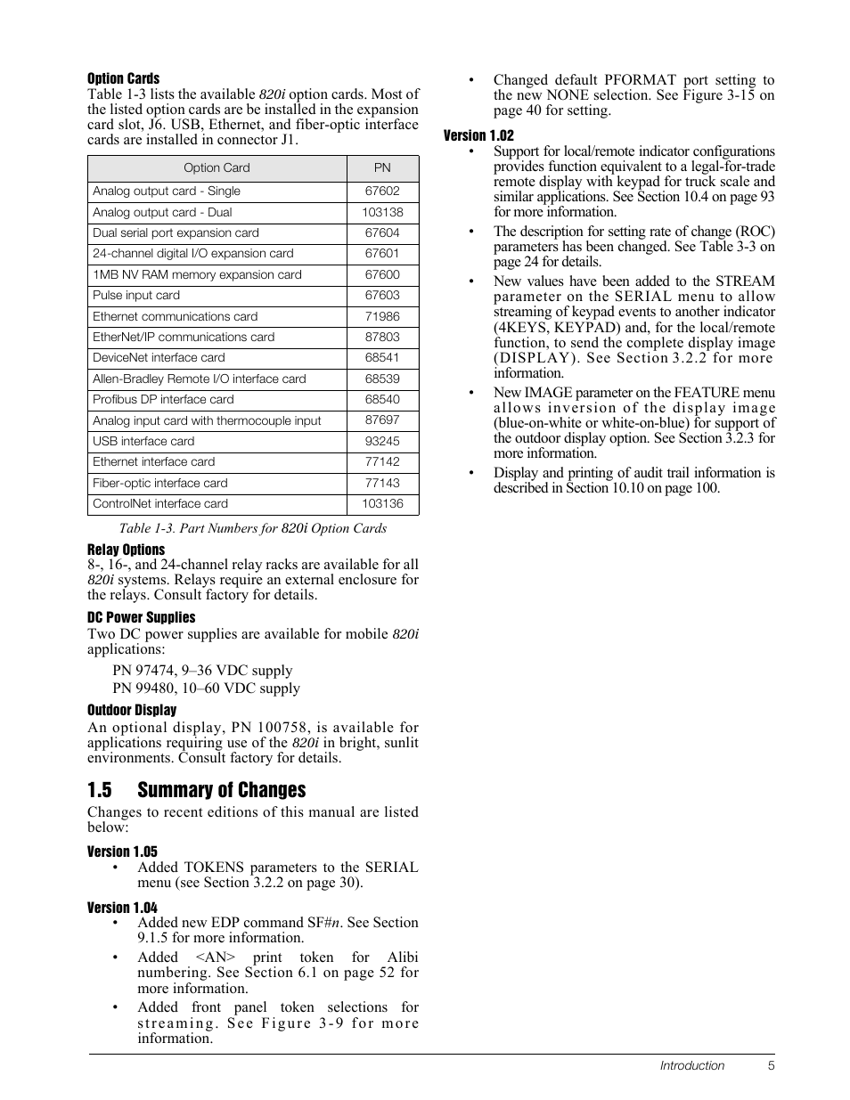 5 summary of changes, Summary of changes | Rice Lake 820i Programmable Indicator/Controller - Installation Manual User Manual | Page 9 / 112