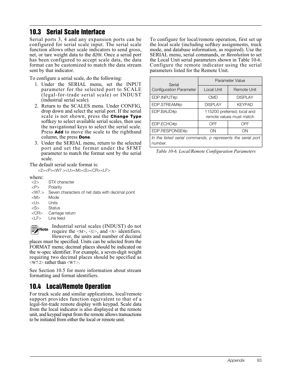 3 serial scale interface, 4 local/remote operation, Serial scale interface | Local/remote operation, Section, 93 for more information | Rice Lake 820i Programmable Indicator/Controller - Installation Manual User Manual | Page 97 / 112