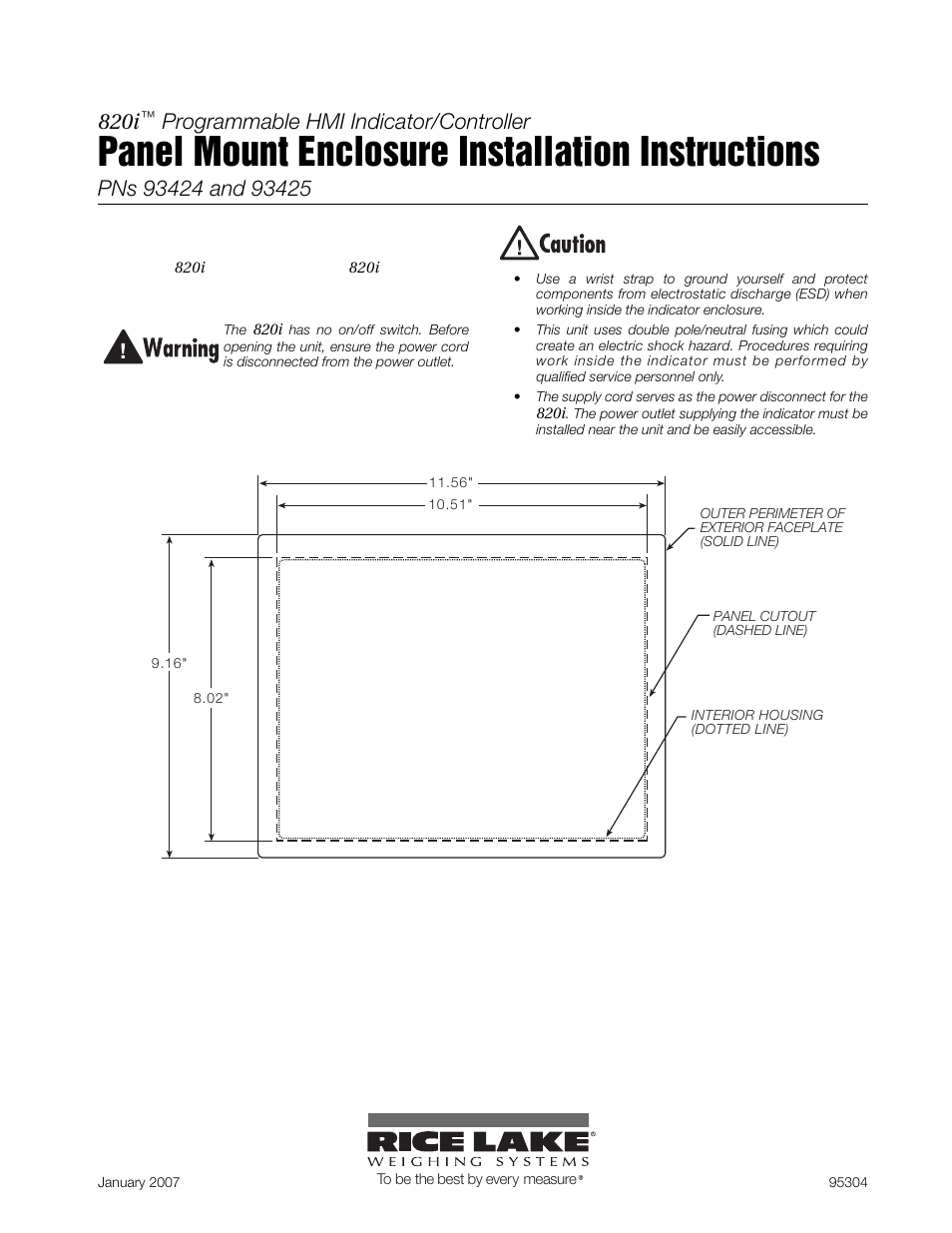 Rice Lake 820i Programmable Indicator/Controller - Panel Mount Enclosure Installation Instructions User Manual | 6 pages