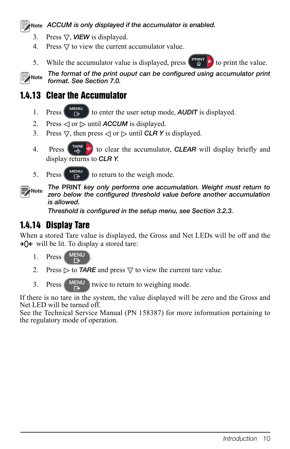 13 clear the accumulator, 14 display tare, Clear the accumulator | Display tare | Rice Lake 880 Performance Series Indicator/Controller Operators Manual User Manual | Page 14 / 36