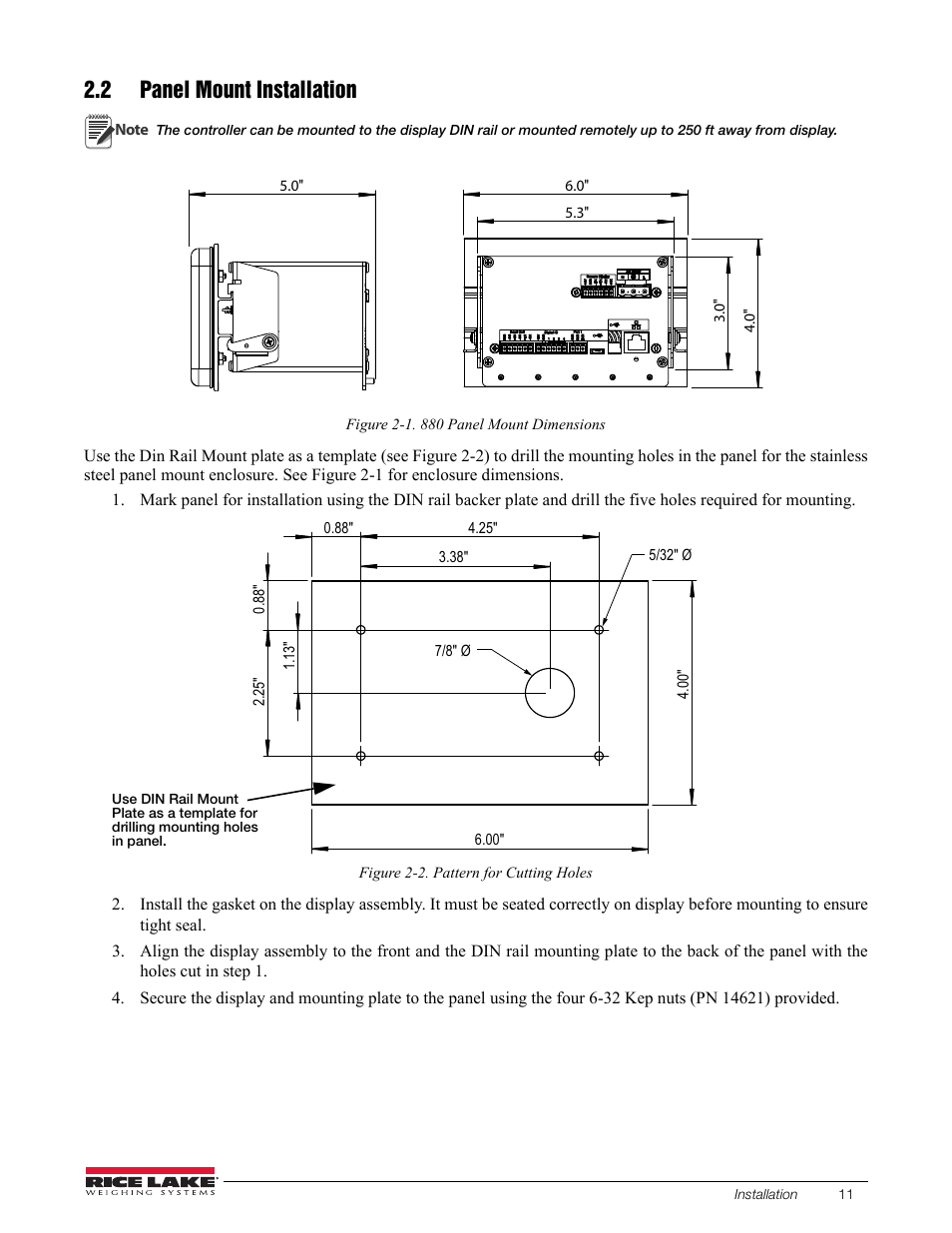 2 panel mount installation | Rice Lake 880 Performance Series Indicator/Controller Technical/Service Manual User Manual | Page 17 / 120