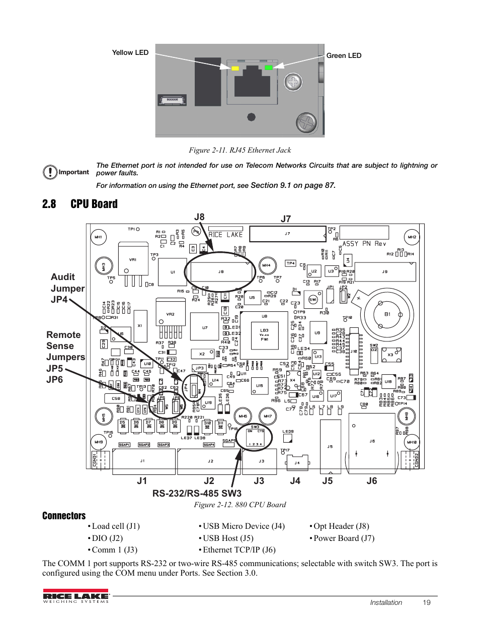 8 cpu board, Figure 2-12, Figure 2-12) | Rice Lake 880 Performance Series Indicator/Controller Technical/Service Manual User Manual | Page 25 / 120