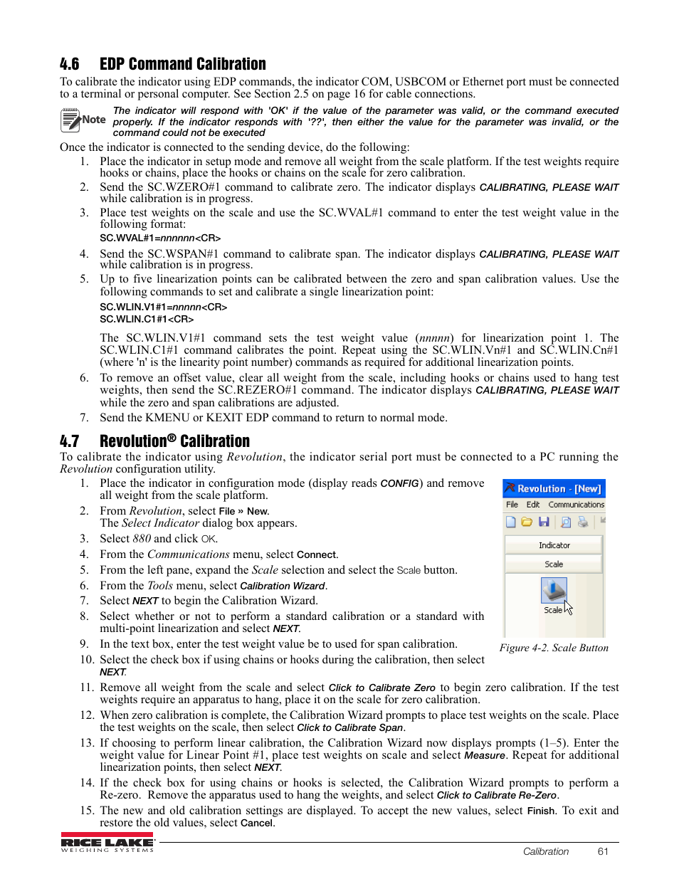 6 edp command calibration, 7 revolution® calibration, 7 revolution | Calibration | Rice Lake 880 Performance Series Indicator/Controller Technical/Service Manual User Manual | Page 67 / 120