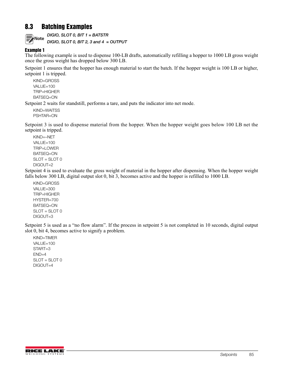 3 batching examples | Rice Lake 880 Performance Series Indicator/Controller Technical/Service Manual User Manual | Page 91 / 120