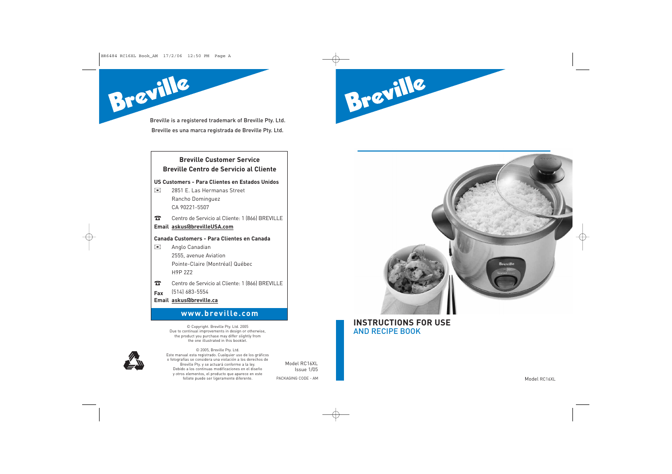 Breville RC16XL User Manual | 26 pages