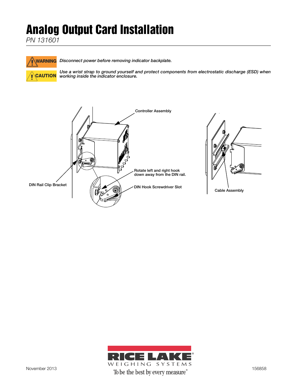 Rice Lake 880 Performance Series Panel Mount Indicator/Controller - Analog Output Card Option Installation Manual User Manual | 6 pages