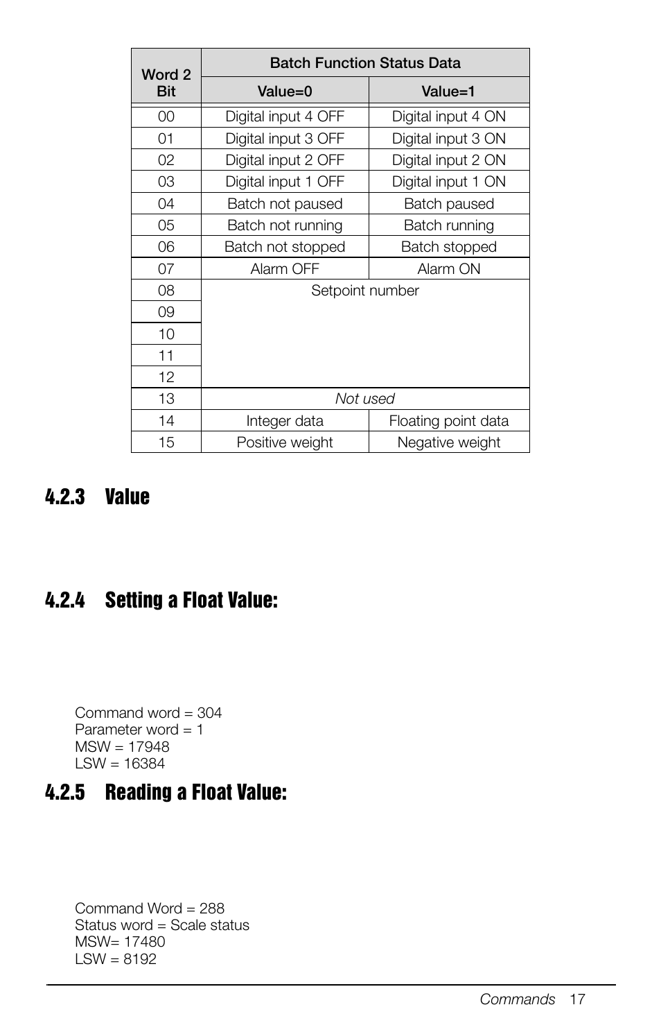 3 value, 4 setting a float value, 5 reading a float value | Value, Setting a float value, Reading a float value | Rice Lake 880 Performance Series Panel Mount Indicator/Controller - EtherNet/IP Interface Option Installation and Programming Manual User Manual | Page 21 / 32