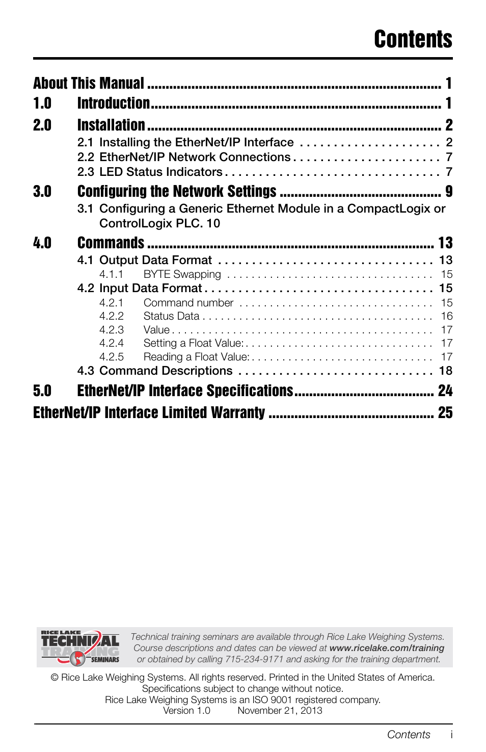 Rice Lake 880 Performance Series Panel Mount Indicator/Controller - EtherNet/IP Interface Option Installation and Programming Manual User Manual | Page 3 / 32