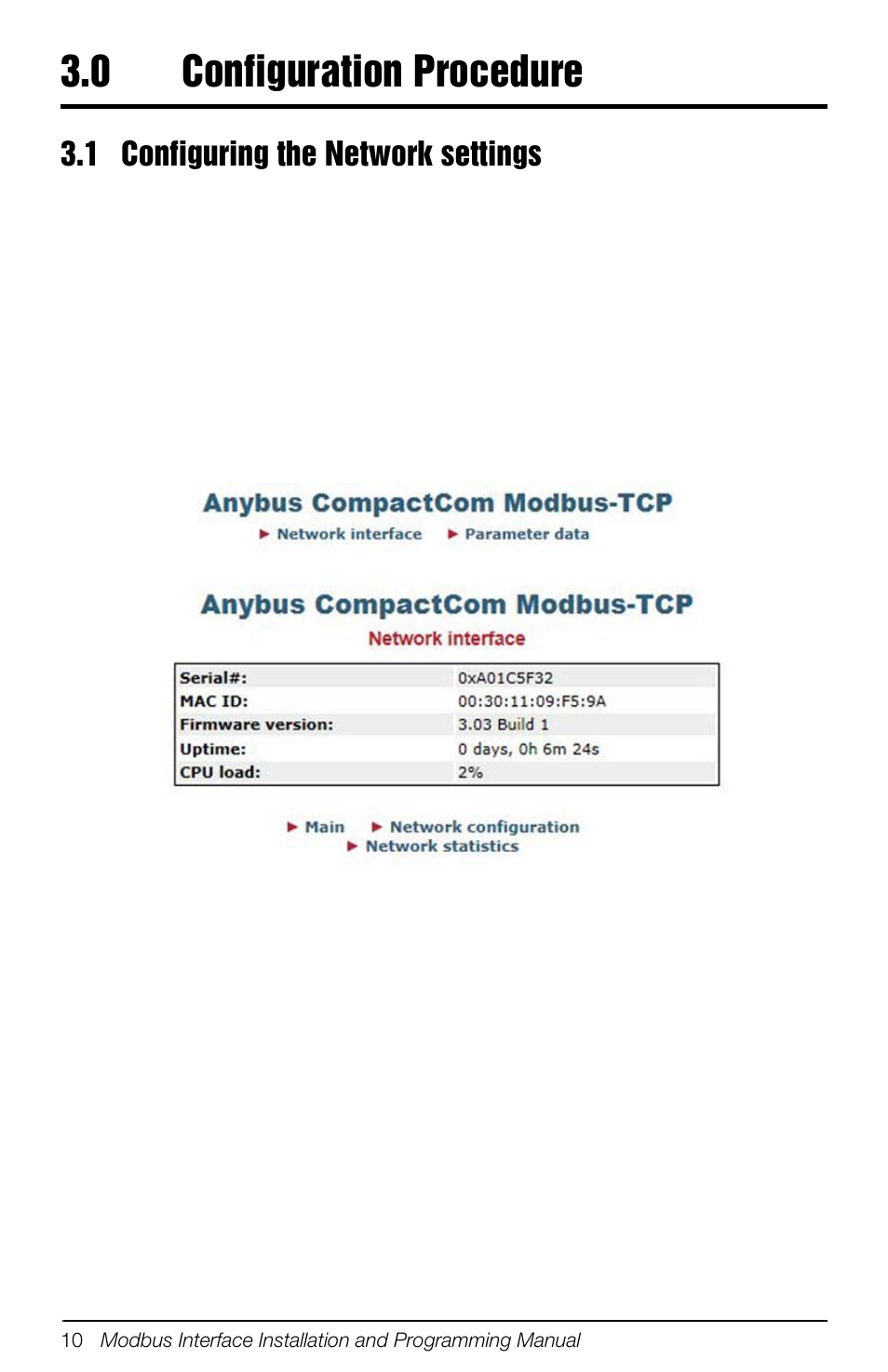 0 configuration procedure, 1 configuring the network settings, Configuration procedure | Rice Lake 880 Performance Series Panel Mount Indicator/Controller - Modbus TCP Interface Option Installation and Programming Manual User Manual | Page 14 / 32