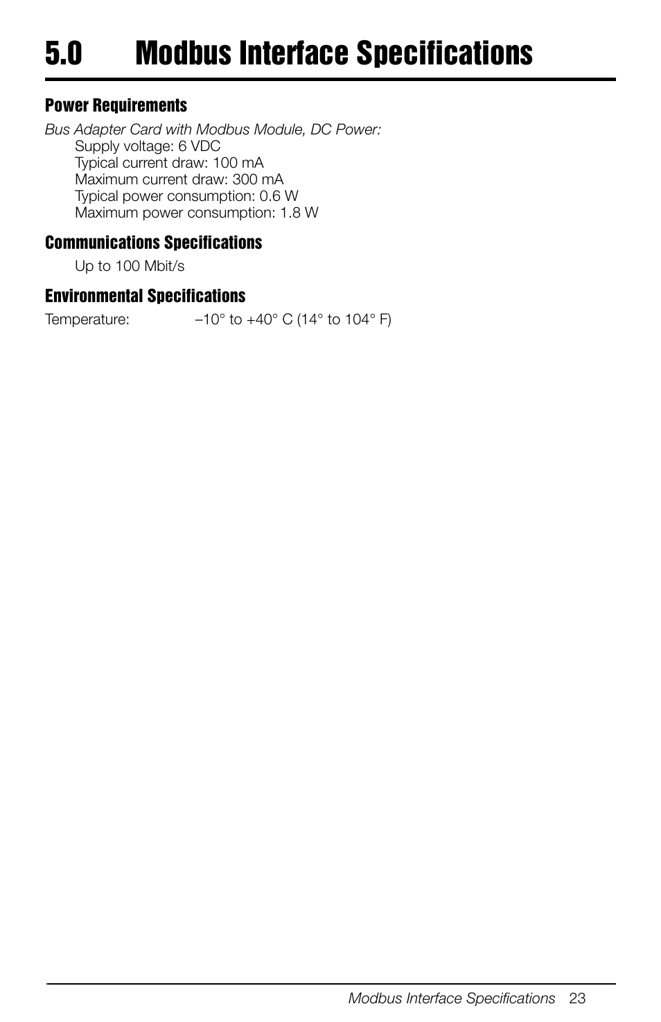 0 modbus interface specifications, Modbus interface specifications | Rice Lake 880 Performance Series Panel Mount Indicator/Controller - Modbus TCP Interface Option Installation and Programming Manual User Manual | Page 27 / 32