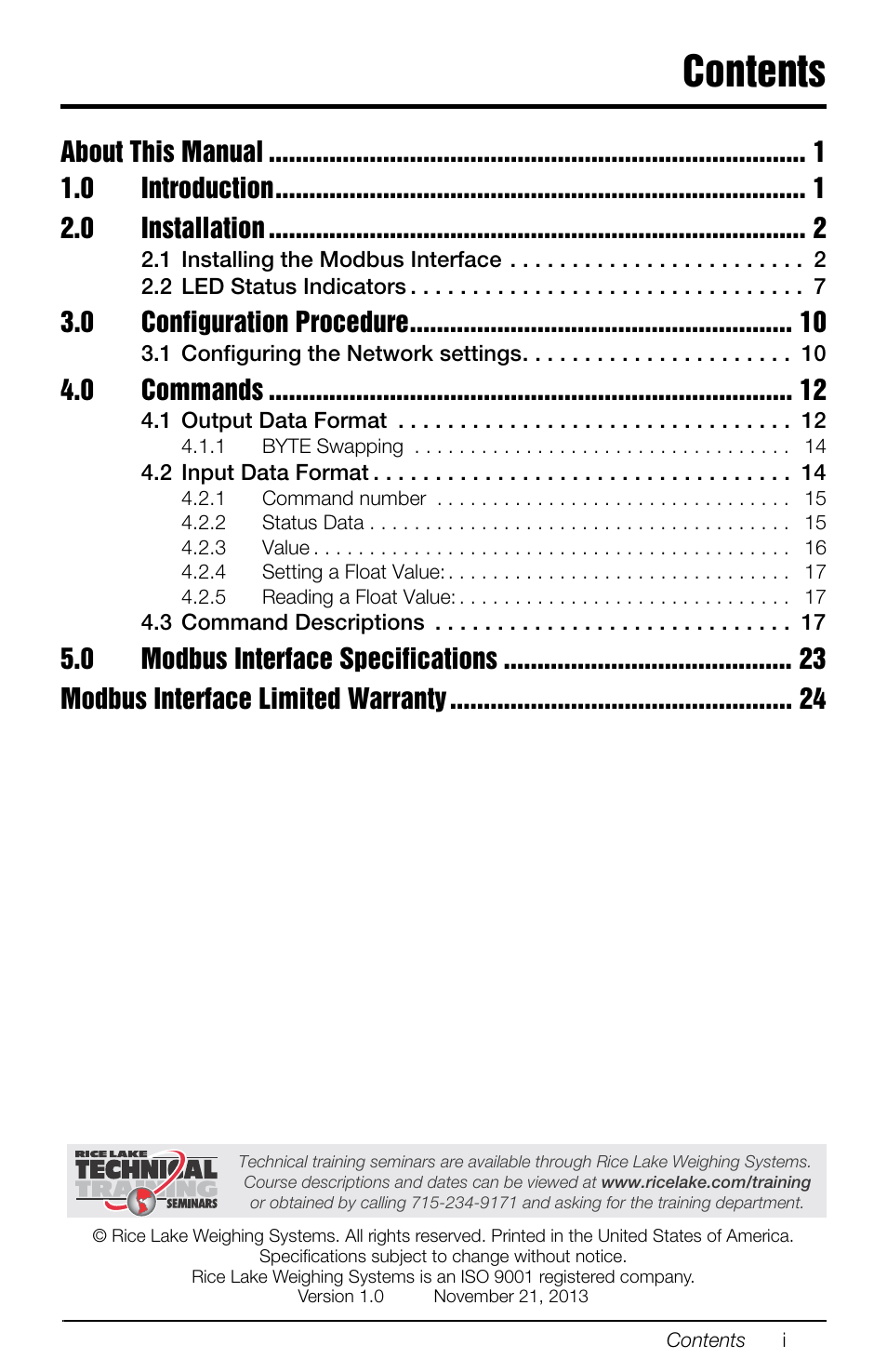 Rice Lake 880 Performance Series Panel Mount Indicator/Controller - Modbus TCP Interface Option Installation and Programming Manual User Manual | Page 3 / 32