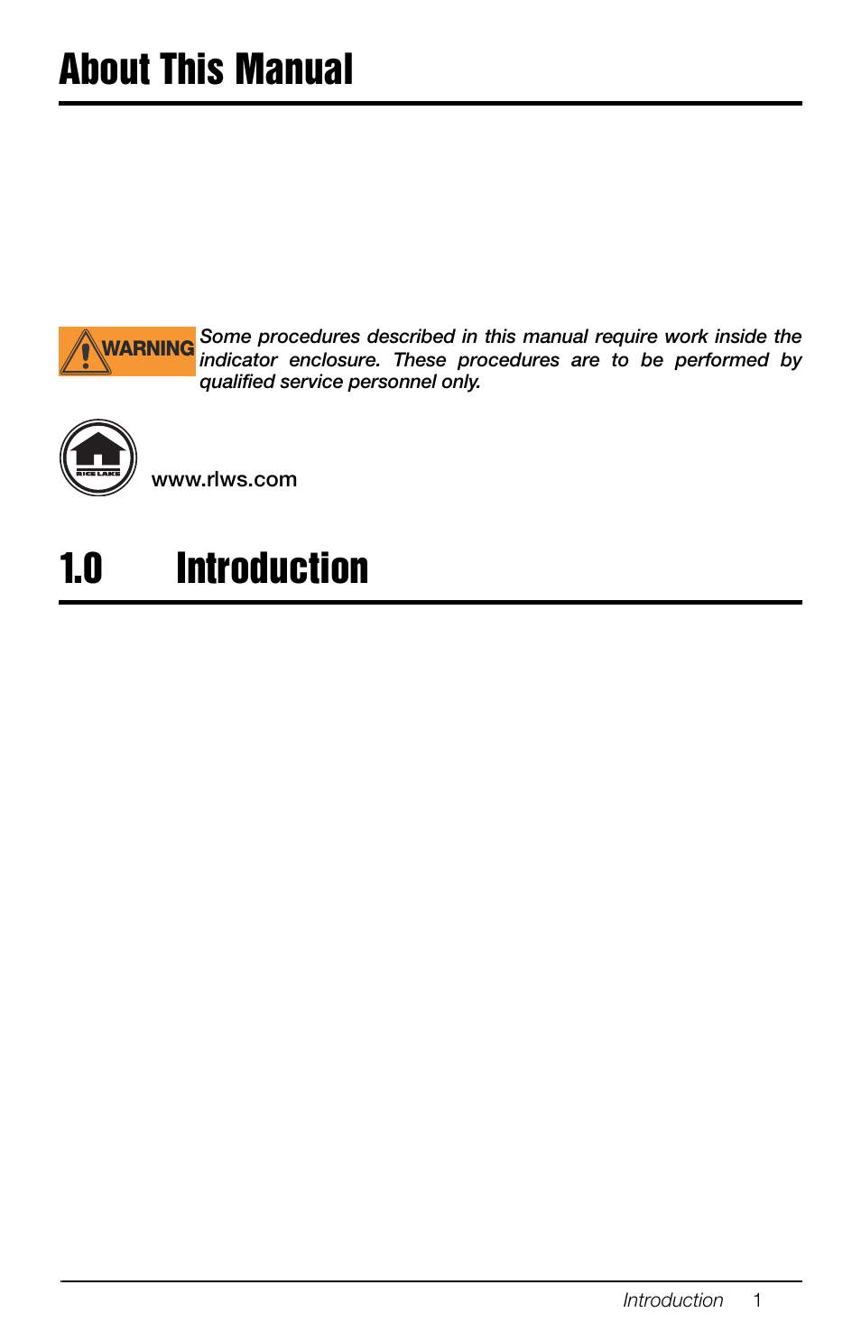 About this manual, 0 introduction, About this manual 1.0 | Introduction | Rice Lake 880 Performance Series Panel Mount Indicator/Controller - Modbus TCP Interface Option Installation and Programming Manual User Manual | Page 5 / 32