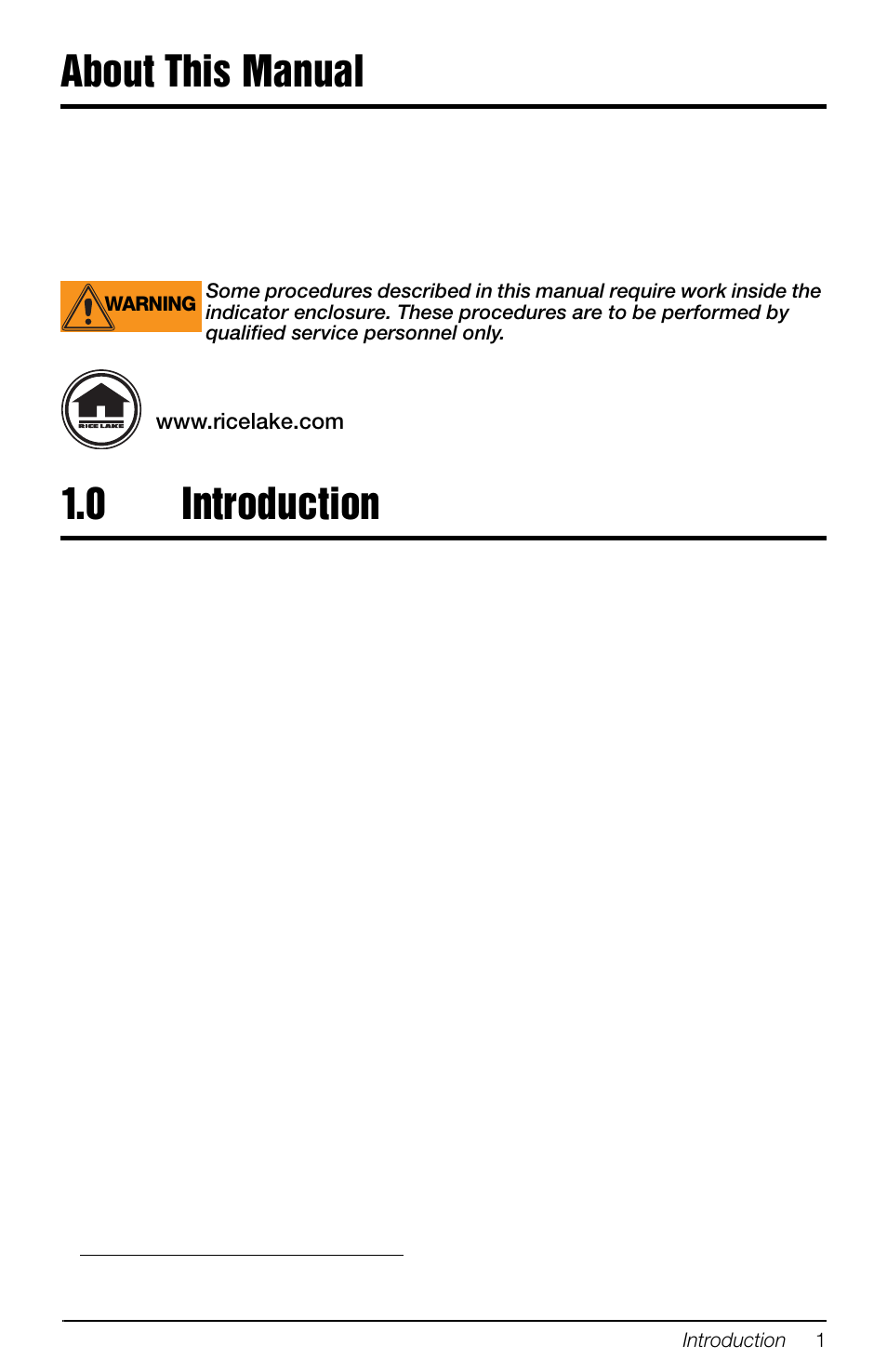 About this manual, 0 introduction, About this manual 1.0 | Introduction | Rice Lake 880 Performance Series Panel Mount Indicator/Controller - ProfiNet Interface Option Installation and Programming Manual User Manual | Page 5 / 32