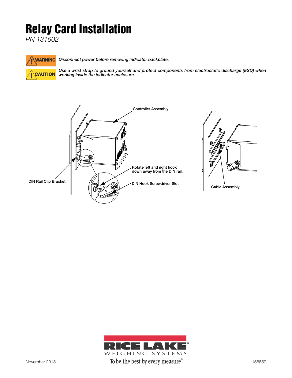 Rice Lake 880 Performance Series Panel Mount Indicator/Controller - Relay Card Option Installation Manual User Manual | 4 pages