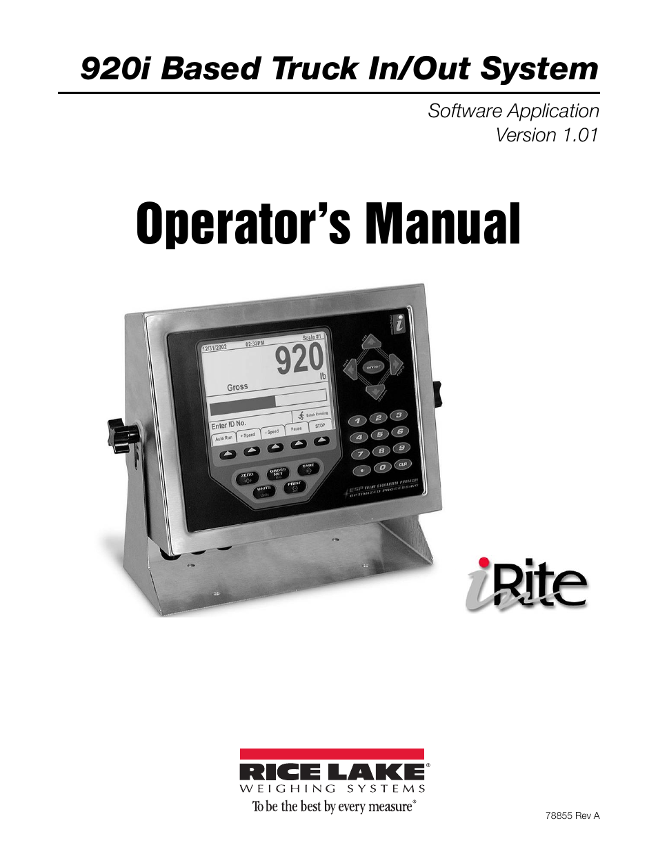 Rice Lake 920i Based Truck In/Out System User Manual | 30 pages