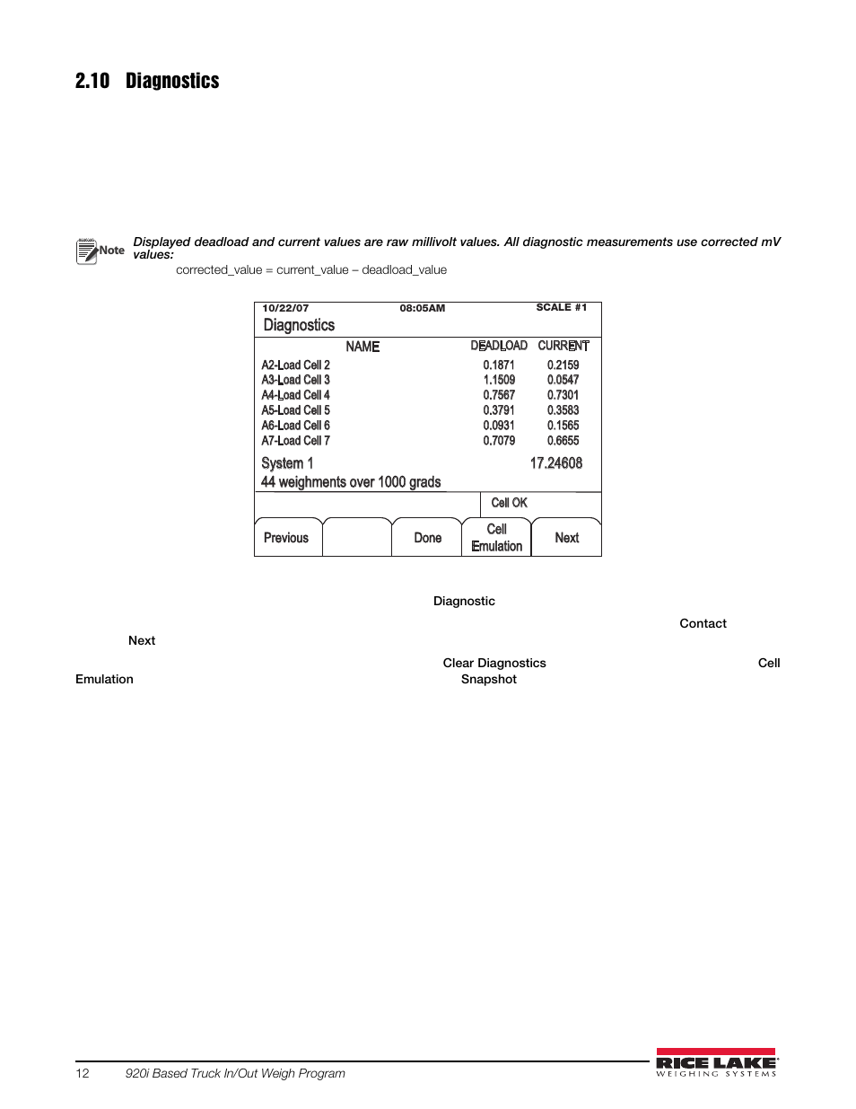 10 diagnostics | Rice Lake 920i Based Truck In/Out System User Manual | Page 16 / 30