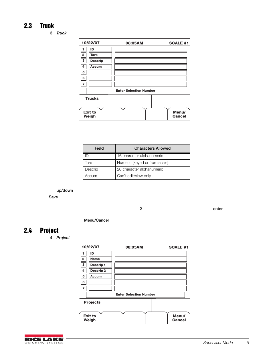 3 truck, 4 project, 3 truck 2.4 project | Rice Lake 920i Based Truck In/Out System User Manual | Page 9 / 30