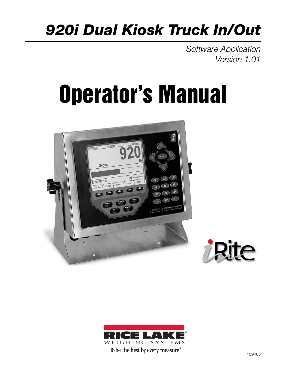 Rice Lake 920i Dual Kiosk Truck In/Out User Manual | 16 pages